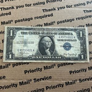 1935 Double Date Blue Seal Silver Certificate One Dollar Bill 💵